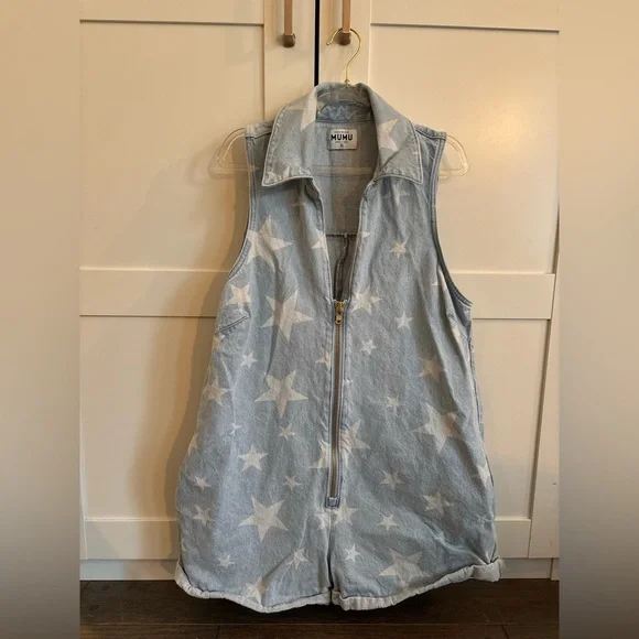 Show me your Mumu American flag denim romper size XL - Picture 2 of 6